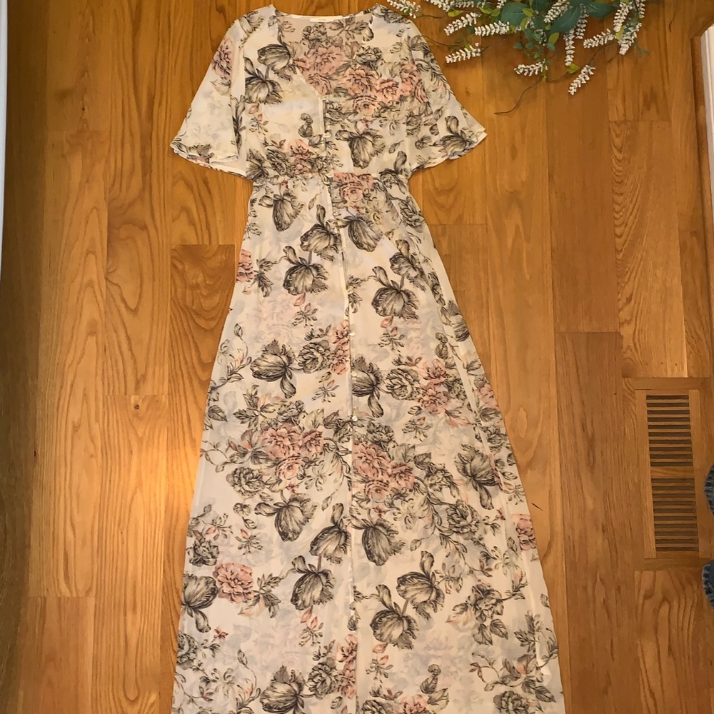 Floral maxi button up dress